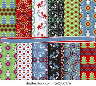 Vector set of Christmas paper for scrapbook