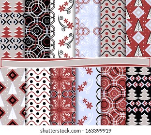 Vector set of Christmas paper for scrapbook