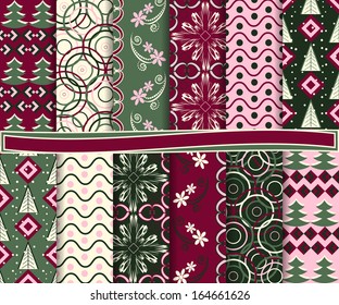 Vector set of Christmas paper for scrapbook