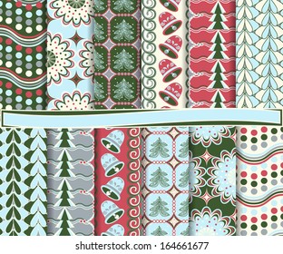 Vector set of Christmas paper for scrapbook