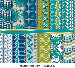 Vector set of Christmas paper for scrapbook