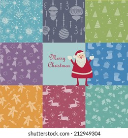 Vector set of christmas patterns in cartoon style