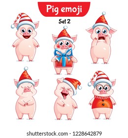 Vector set of christmas pig characters.  