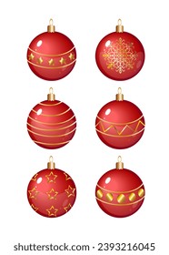 Vector ambientado con bolas rojas de navidad con oro. Gran elemento decorativo 
 da tu diseño de Navidad y Año Nuevo.