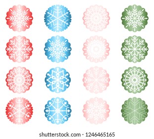 Vector set with Christmas snowflake ornaments 