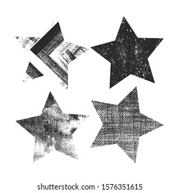 Vector set of Christmas stars. Stars with different grunge textures.