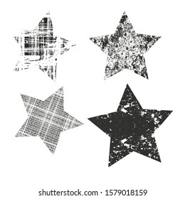 Vector set of Christmas stars. Stars with different grunge textures.