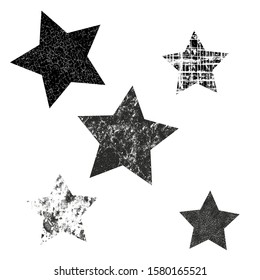 Vector set of Christmas stars. Stars with different grunge textures.