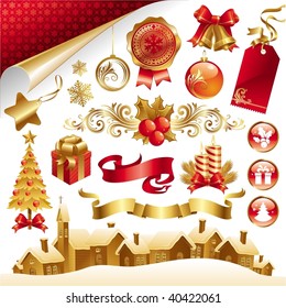 Vector set with Christmas symbols and objects