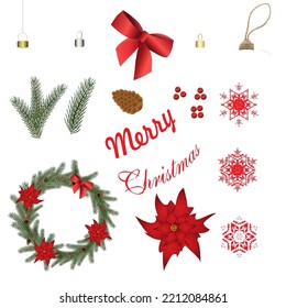 Vector set of Christmas symbols on a white background