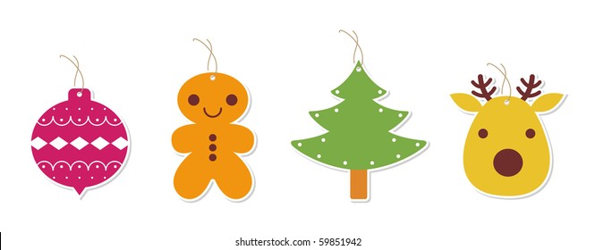 vector set of christmas tags with christmas elements