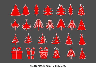 Vector set of christmas tree