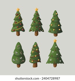 Vector Set Christmas Tree Decoration