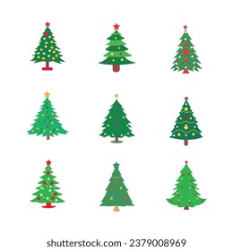 vector set of Christmas tree design elements.