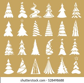 Vector set of christmas tree icons.