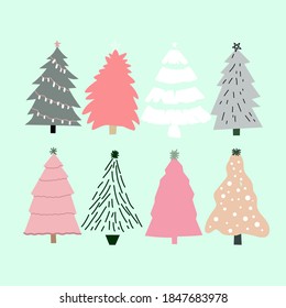 Vector set christmas tree isolated