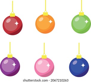 Vektorset von Spielzeug-Kugeln für Weihnachtsbäume, bunt