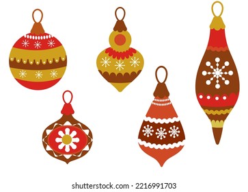 Vector set of Christmas tree toys for the Christmas tree.