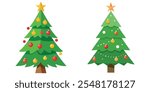 Vector set of christmas trees set and white background