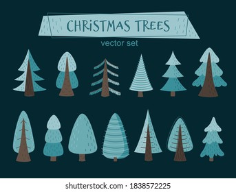 Vector set of Christmas trees for your design. 