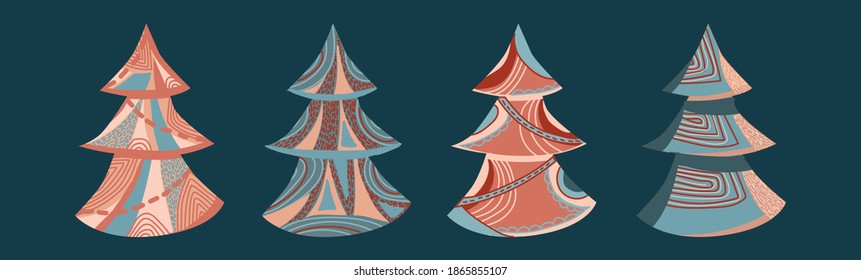 conjunto vectorial de árboles de navidad para su diseño