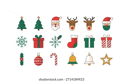 Vektorgrafik-Set Weihnachts-UI-Symbolpaket