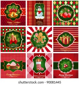 Vector set of christmas vintage backgrounds.