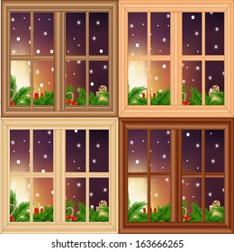 Vector set of Christmas windows 