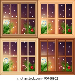 Vector set of Christmas windows