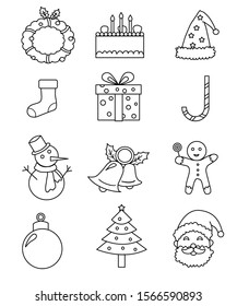 vector set christmas xmas new year