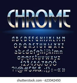 Vector set of chrome letters, numbers and symbols. Contains graphic style