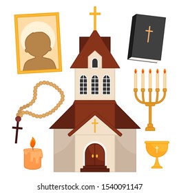 Vector Set Church Accessories Illustration Church Stock Vector (royalty 