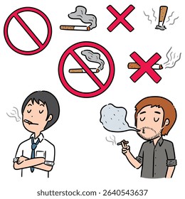 vector set of cigarettes cartoon