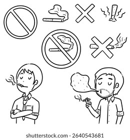 vector set of cigarettes cartoon