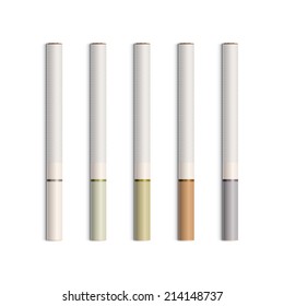 Vector Set of Cigarettes With Colored Filters Isolated