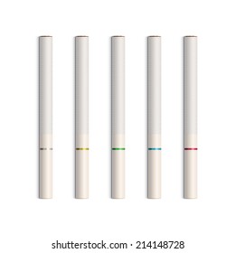 Vector Set of Cigarettes With White Filters Isolated