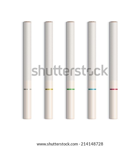 Vector Set of Cigarettes With White Filters Isolated