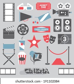 Vector Set: Cinema and Movie Icons and Elements