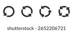 Vector set of circle arrows isolated on white background. Rotate arrow and spinning loading symbol. Circular rotation loading elements, redo process.