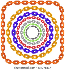 Vector Set of Circle Colorful Chain Frames Isolated 