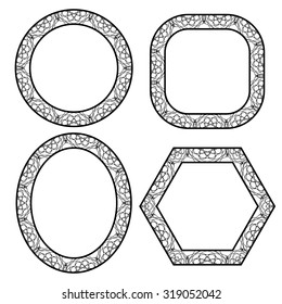 Vector Set of Circle Decorative Frames Isolated on White Background.