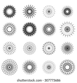 Vector Set of Circle Elements Isolated on White Background