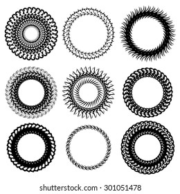 Vector Set of Circle Frames Isolated on White Background