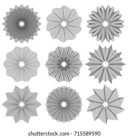 Vector Set of Circle Geometric Ornaments. Guilloche Rosettes Isolated. Ornamental Round Decor
