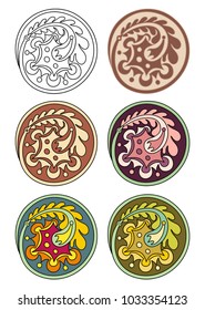 Vector set of circles with floral abstract elements