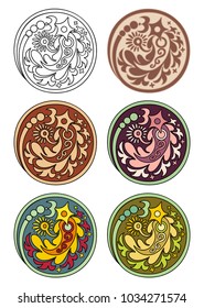 Vector set of circles with floral abstract elements