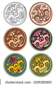 Vector set of circles with floral abstract elements