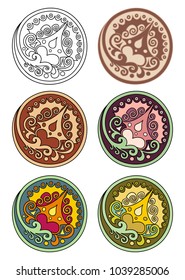 Vector set of circles with floral abstract elements