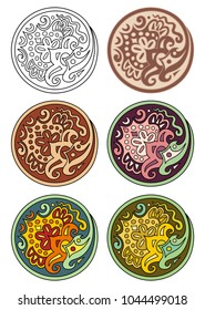Vector set of circles with floral abstract elements