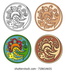 Vector set of circles with floral abstract elements